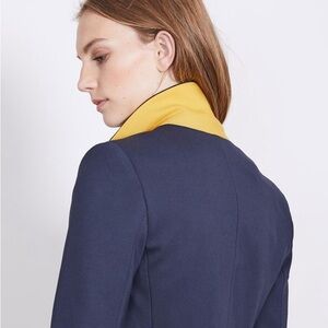 Boden Elizabeth Ponte Knit Navy Tailored Blazer Polka Dot Lined Preppy Chic US8